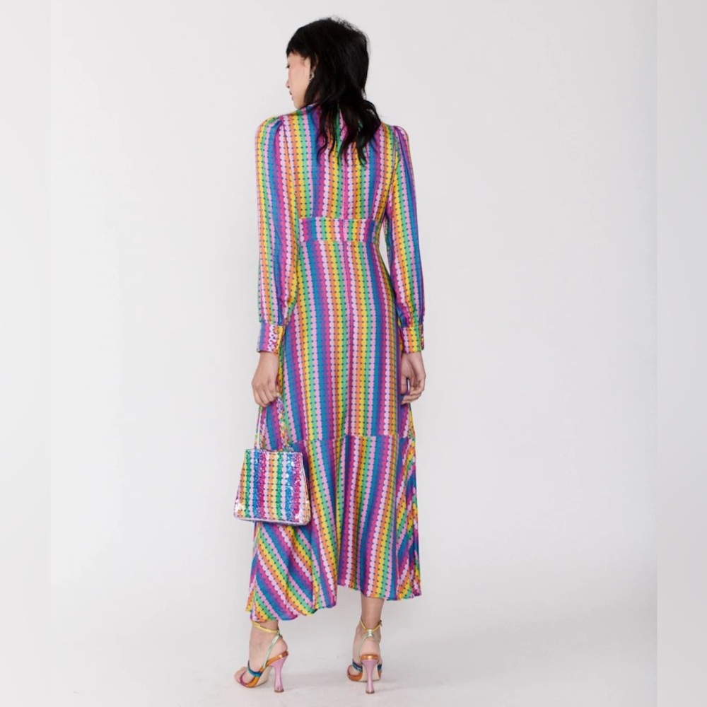 Olivia Rubin Agnes Rainbow Maxi Dress Size 4 Bold Boho Designer Maximalist - Picture 16 of 16